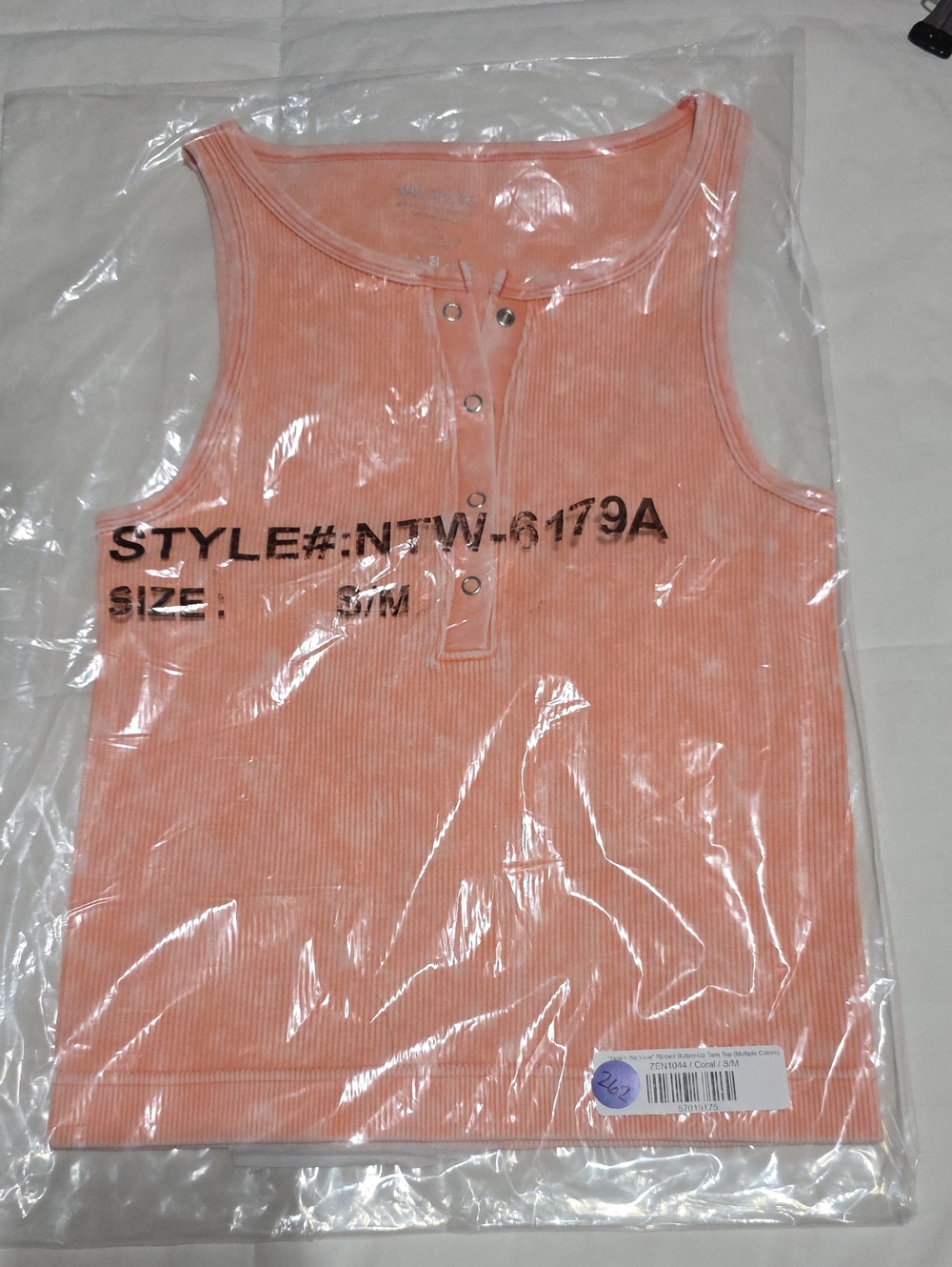 Zenana Outfitters Coral Ribbed Snap-Front Tank Top